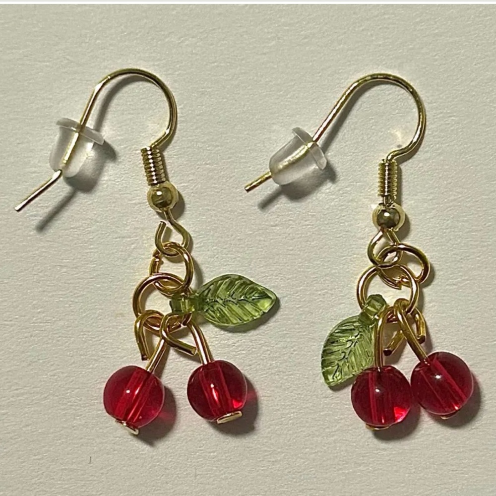 Handmade cherry earrings